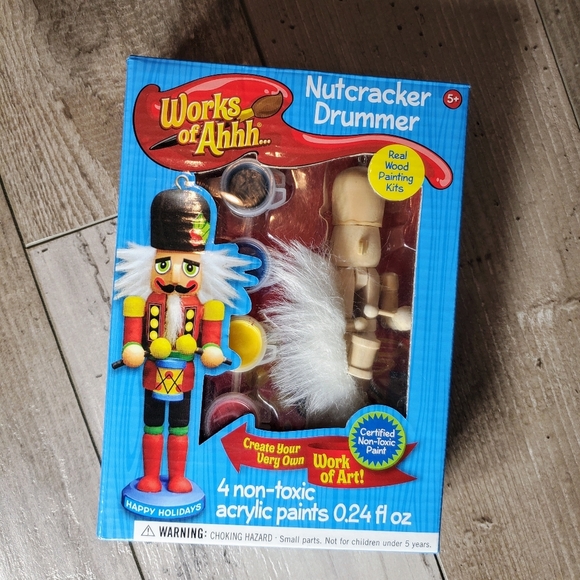 NIB Works of Ahhh... Nutcracker Drummer Real Wood Painting Kit Ages 5+ - Picture 1 of 10
